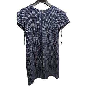 Calvin Klein Women Navy White Geometric Print Short Sleeve Sheath Dress Size‎ 8